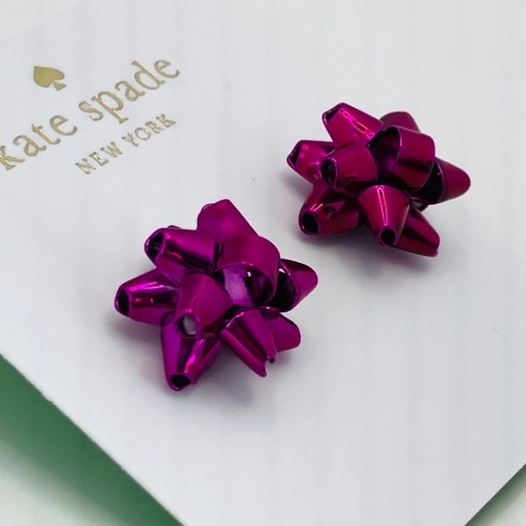 NEW RARE Kate Spade Pink Bourgeois Bow Stud Earrings - Picture 5 of 5